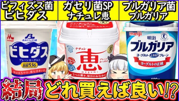 【ゆっくり解説】乳酸菌食品史上人気のヨーグルトであるブルガリヤ、ビヒダス、ナチュレ恵は全くの別物だった⁉︎