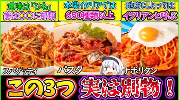 【ゆっくり解説】洋食史上最大の謎であるパスタ・スパゲッティ・ナポリタンの違いを徹底解説！
