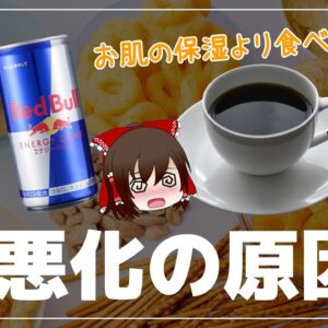 【ゆっくり解説】乾燥肌を悪化させているのはカフェインとスナック菓子？体にうるおいを与える食べ物について