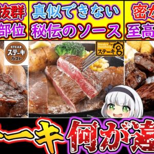 【ゆっくり解説】ステーキ史上コスパ抜群のステーキガスト、宮、びっくりドンキーを徹底比較！