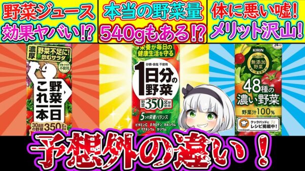【ゆっくり解説】野菜ジュース史上人気を誇る３品違いがヤバい⁉健康に本当に良いのか？