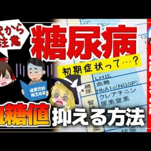 【ゆっくり解説】40代50代から要注意！糖尿病の初期症状とは？血糖値を上げない食べ方や下げる食べ物！総集編