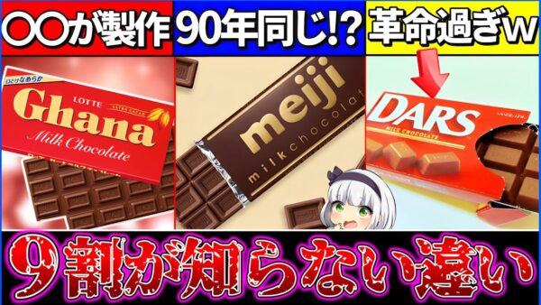 【ゆっくり解説】全然違った!?『ロッテ・明治・森永』のミルクチョコレートを徹底比較！明治とガーナ意外な差が…【ガーナ・ダース・明治】