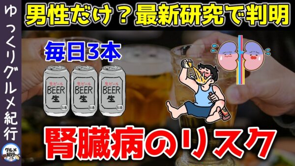 【ゆっくり解説】お酒を飲み続ける男性は腎臓病のリスクが上昇することが判明！缶ビール毎日3本は危険