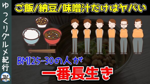 【ゆっくり解説】やせた人より小太りの人が長生きする！40代50代、ご飯・納豆・味噌汁だけでは健康寿命を縮める