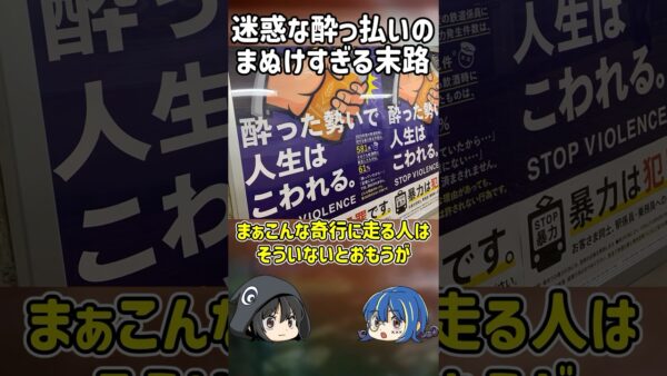 【１分解説】迷惑すぎる酔っ払いの間抜けすぎる末路【ゆっくり解説】#shorts