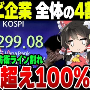 韓国ゾンビ企業が4割以上に増加、KOSPIも防衛ライン割れて地獄を見ている模様【ゆっくり解説】