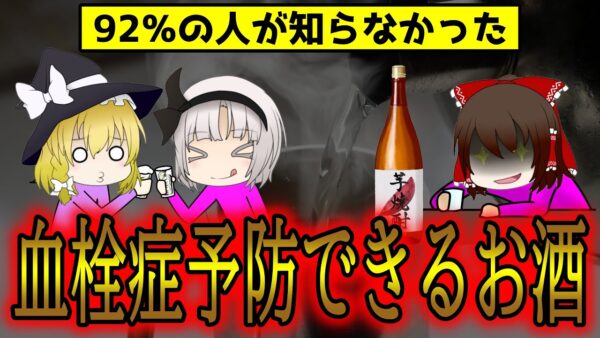 92％の人が知らなかった！血栓症予防効果のあるお酒とは【ゆっくり解説】