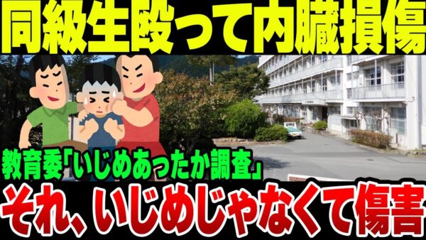 【いじめじゃなくて傷害】同級生の内臓損傷させるくらい暴行した中学生、書類送検すらされないすらされない【ゆっくり解説】