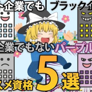 【ゆっくり解説】ホワイトでもブラックでもない！パープル企業にオススメ資格5選【資格】