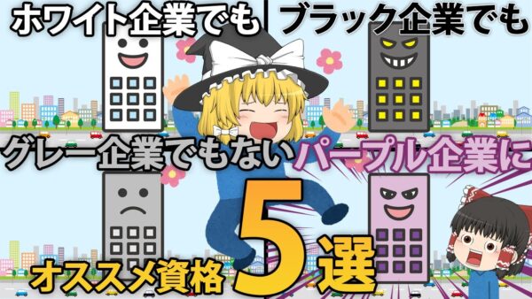 【ゆっくり解説】ホワイトでもブラックでもない！パープル企業にオススメ資格5選【資格】