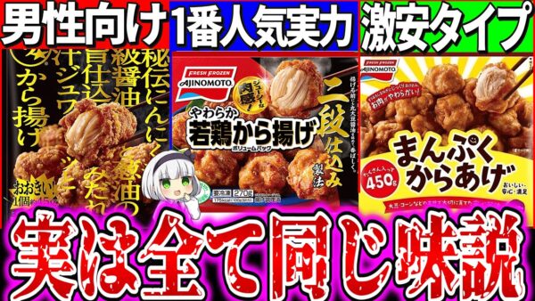 【ゆっくり解説】味の素冷凍唐揚げ全て同じ味説を実食検証レビュー！まさかのザ★から揚げが1番残念？【やわらか若鶏から揚げ、まんぷく唐揚げ】