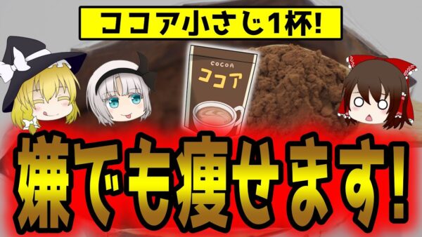 【小さじ1杯で激痩せ】ココアパウダーの効果がすごすぎる！混ぜると痩せる食材とは【ゆっくり解説】