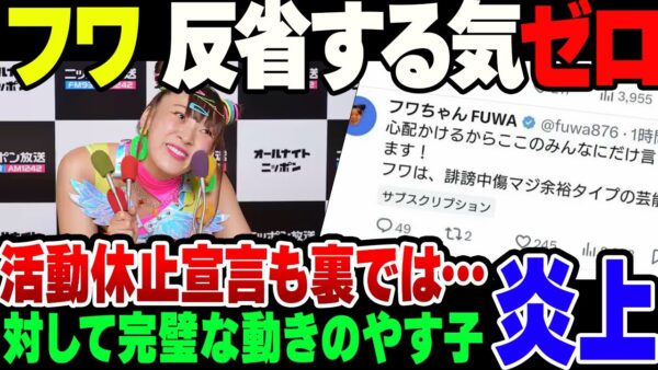 【大炎上】フワちゃん、活動休止。なお反省する気は全くないのが暴露されてさらに燃えている模様【ゆっくり解説】