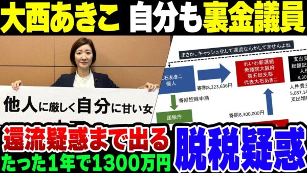 【大石あきこ】自民党議員の政治資金不記載を裏金といいまくった大西あきこ、自分も1280万円以上no【ゆっくり解説】