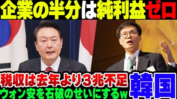 【韓国】大半の内需が壊滅している韓国経済、税収３兆円が足りずに地方交付金すら払わない模様。なおウォン安進行を石破のせいにする始末【ゆっくり解説】