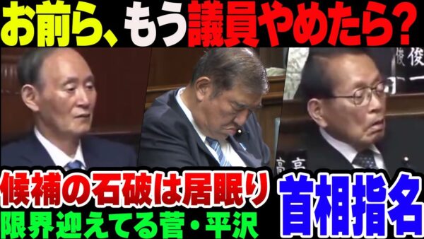 【国会】首相指名中にあまりにもやばすぎる姿をさらした菅元総理＆居眠りしてた石破茂　お前らもうギイにやめてくれよまじで【ゆっくり解説】