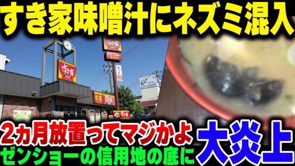 すき家鳥取南吉方店、2カ月も前の味噌汁ネズミ混入事件を今更認めて謝罪。ただし経緯からなにから不自然すぎてさらに炎上【ゆっくり解説】