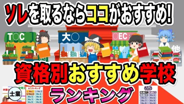 【ゆっくり解説】ソレを取るならココがおススメ！資格別おすすめ学校ラインキング【資格】