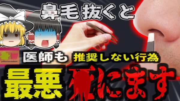 『実は危険な鼻毛抜き』身嗜みの為鼻毛を抜いた女性が命の危機に…最悪の場合脳炎になるリスクも【ゆっくり解説