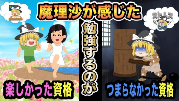 【ゆっくり解説】魔理沙が感じた勉強するのが楽しかった資格・つまらなかった資格【資格】